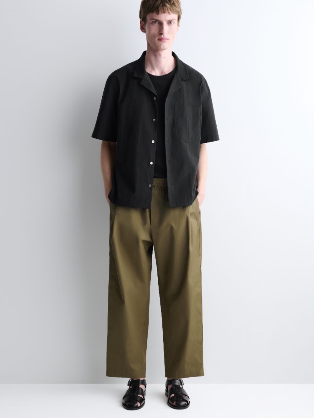 COS CROPPED ELASTICATED WIDE-LEG PANTS